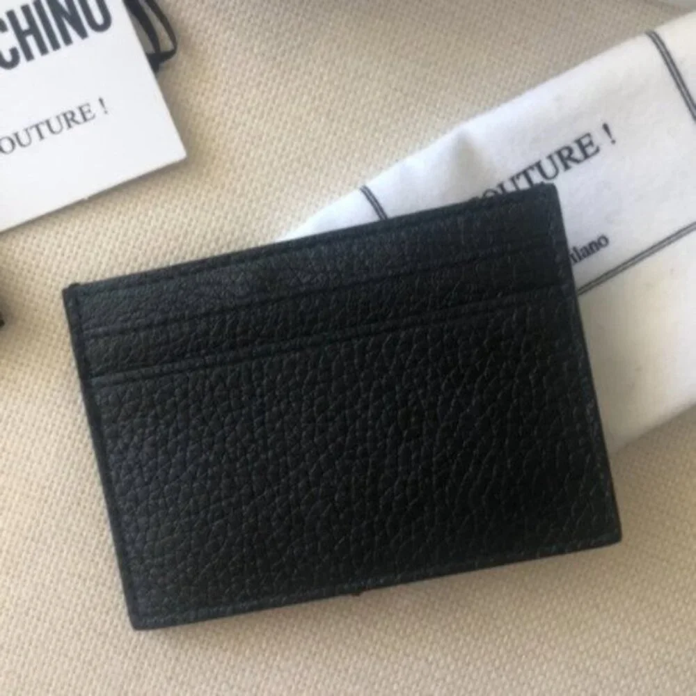 MOSCHINO Logo Leather Card Case Holder Wallet Black Italy 4